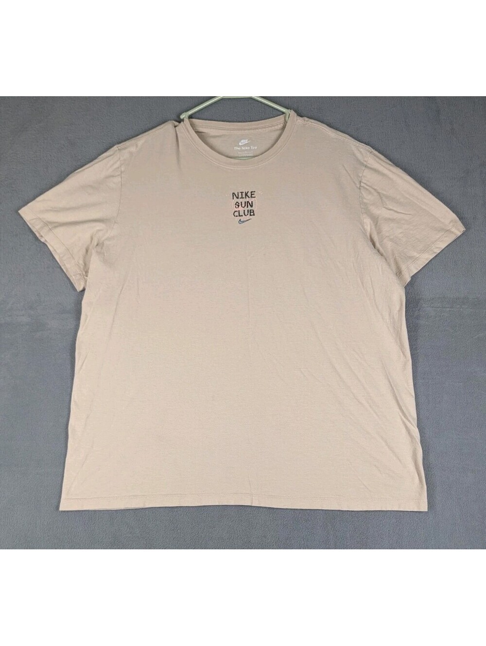 Nike Mens XL Beige Sun Club Graphic T Shirt Beach Tropical Casual Cotton Tee Ray